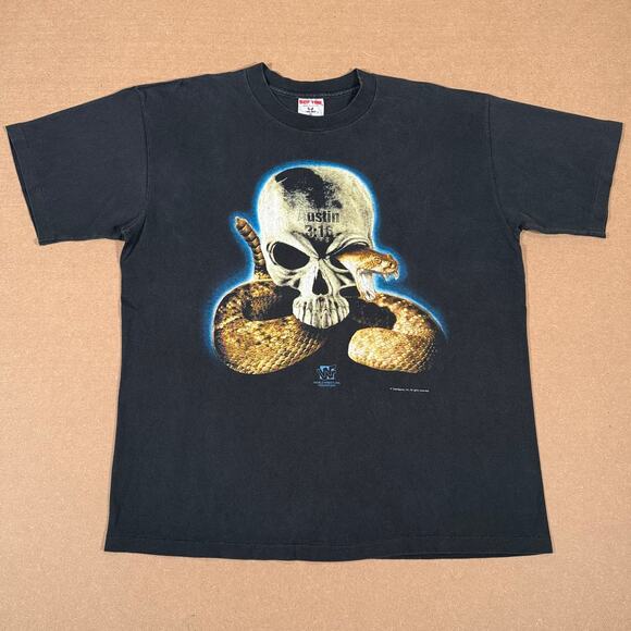 Vintage 90s WWF Stone Cold Steve Austin 3:16 Skull Snake T-Shirt USA XL - Picture 1 of 7